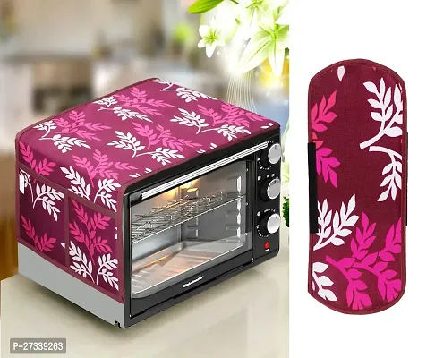 Combo Pack of 1 Microwave Oven, Toaster, and Griller Top Cover with 4 Pockets + 1 Fridge Handle  Cover (Material: Polyester, Color: Purple)