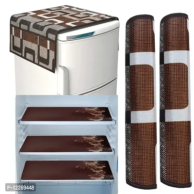 WISHLAND? Fridge Cover for Top (21 X 39 Inches), 2 Handle Cover, 3 Piece Fridge Mats (Brown Box)-thumb0