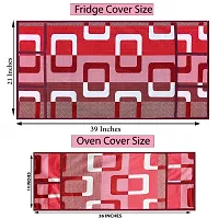 Wishlandreg; Combo Pack of Fridge Top Cover and Microwave Oven Top Cover with 4 Pockets(Red)-thumb2