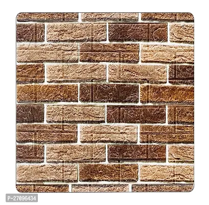 Wishlandreg; Self-Adhesive Waterproof 5mm PE Foam 3D Wall Panels Wallpaper Sticker for Bathroom, Living Room, and Home Decoration (77 X 70 cm, Pack Of 1, Brown)