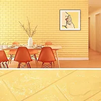 Wishlandreg; Self-Adhesive Waterproof 5mm PE Foam 3D Wall Panels Wallpaper Sticker for Bathroom, Living Room, and Home Decoration (77 X 70 cm, Pack Of 1, Yellow)-thumb2