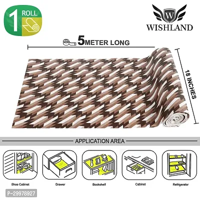 Wishland Kitchen Shelf Liner for Cabinet, Kitchen Shelves and Drawer Fire Resistant, Waterproof, Dustproof and Washable (18 Inches X 5 Meter, Brown)-thumb0