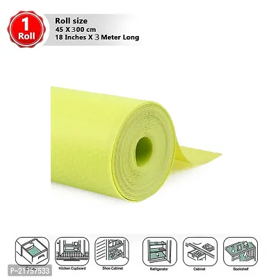 Multipurpose Textured Super Strong Anti-Slip Mat Liner for Kitchen Shelf - Size 45X300cm (3 Meter Roll, Yellow)-thumb0