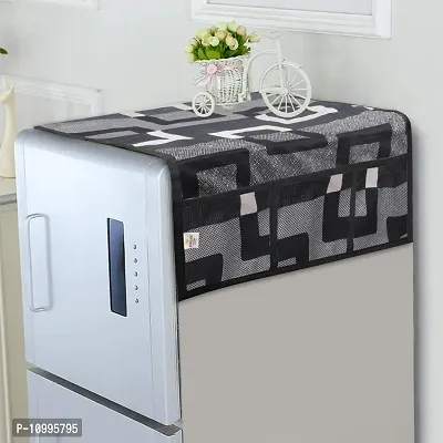 Stylish Polyester Fridge Top Cover with 6 Utility Pockets And Fridge Handle Cover- 3 Pieces-thumb2