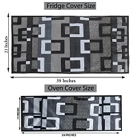 Wishlandreg; Combo Pack of Fridge Top Cover and Microwave Oven Top Cover with 4 Pockets(Black)-thumb2