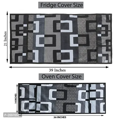 Wishlandreg; Combo Pack of Fridge Top Cover and Microwave Oven Top Cover with 4 Pockets(Black)-thumb3