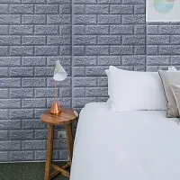 Wishlandreg; Self-Adhesive Waterproof 5mm PE Foam 3D Wall Panels Wallpaper Sticker for Bathroom, Living Room, and Home Decoration (77 X 70 cm, Pack Of 1, Gray)-thumb1