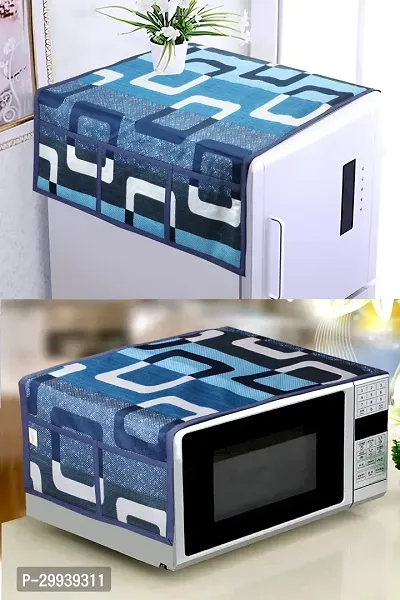 Stylish Polyester Printed Micro Oven Cover with Fridge Cover-thumb0