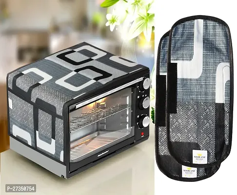 Combo Pack of 1 Microwave Oven, Toaster, and Griller Top Cover with 4 Pockets + 2 Fridge Handle  Cover (Material: Polyester, Color: Black)-thumb0