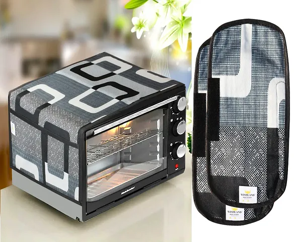 Combo Pack Of 1 Microwave Oven, Toaster, And Griller Top Cover With 4 Pockets + 2 Fridge Handle Cover