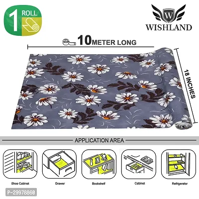 Wishland Kitchen Shelf Liner for Cabinet, Kitchen Shelves and Drawer Fire Resistant, Waterproof, Dustproof and Washable (18 Inches X 10 Meter, Grey)-thumb0