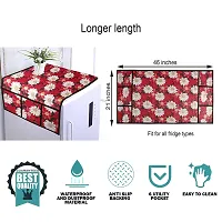 WISHLAND? Water  Dust Proof Fridge Top Cover with 6 Utility Pockets and Longer Size(Size 46X21 Inches, Red)-thumb3