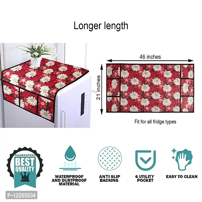 WISHLAND? Water  Dust Proof Fridge Top Cover with 6 Utility Pockets and Longer Size(Size 46X21 Inches, Red)-thumb4