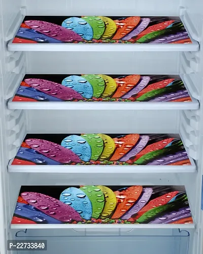 WISHLANDreg; Multipurpose Refrigerator Mats Set of 4 Pcs for Single Door Fridge (Size: 12X17 Inches, Color : Multicolor)