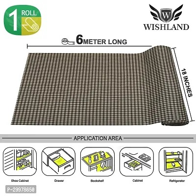 Wishland Kitchen Shelf Liner for Cabinet, Kitchen Shelves and Drawer Fire Resistant, Waterproof, Dustproof and Washable (18 Inches X 6 Meter, Brown)