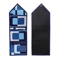 Polyester 3 Pockets Magazine Holder Wall Hanging Organiser(Set of 2, Blue)-thumb2