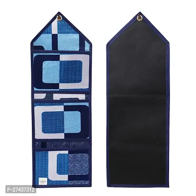 Polyester 3 Pockets Magazine Holder Wall Hanging Organiser(Set of 2, Blue)-thumb3