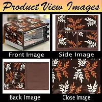 Combo Pack of 1 Microwave Oven, Toaster, and Griller Top Cover with 4 Pockets + 2 Fridge Handle  Cover (Material: Polyester, Color: Brown)-thumb2