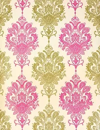 Luxury Damask Peel and Stick Wallpaper For Shelf Liner, Furniture, Almirah, Table Top, Wardrobe (Golden  Pink, 18 Inch X 5 Meter, Pack Of 4)-thumb2