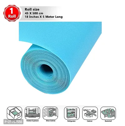 Multipurpose Textured Super Strong Anti-Slip Mat Liner for Kitchen Shelf - Size 45X500cm (5 Meter Roll, Blue)-thumb0