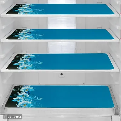 Multipurpose Refrigerator Mats Set of 4 Pcs for Single Door Fridge (Size: 12X17 Inches, Color : Blue)