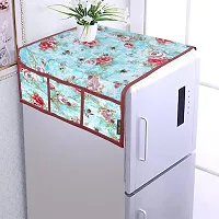 WISHLAND? Single Door Fridge Cover Combo Set of 1 Fridge Cover and 3 Multipurpose Fridge Mats-thumb1