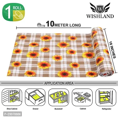 Wishland Kitchen Shelf Liner for Cabinet, Kitchen Shelves and Drawer Fire Resistant, Waterproof, Dustproof and Washable (18 Inches X 10 Meter, Yellow)-thumb0