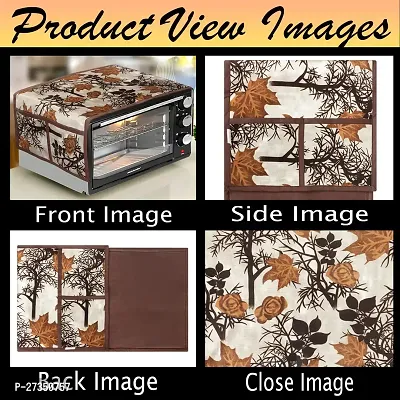 Combo Pack of 1 Microwave Oven, Toaster, and Griller Top Cover with 4 Pockets + 2 Fridge Handle  Cover (Material: Polyester, Color: Brown)-thumb3