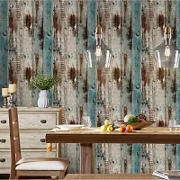 Kitchen Wall Stickers Wood Wallpaper DIY PVC Shelf Liner, Furniture, Almirah, Table Top, Wardrobe, Kitchen Cupboard Decal(18 Inch X 5 Meter, Pack Of 4, Blue  Brown)-thumb4