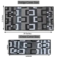 Combo Pack of Fridge Top Cover and Microwave Oven Top Cover with 4 Pockets(Black)-thumb1