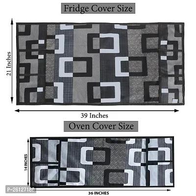 Combo Pack of Fridge Top Cover and Microwave Oven Top Cover with 4 Pockets(Black)-thumb2