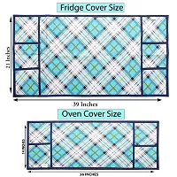 Wishlandreg; Combo Pack of Fridge Top Cover and Microwave Oven Top Cover with 4 Pockets(Blue)-thumb3