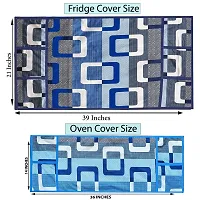 Wishlandreg; Combo Pack of Fridge Top Cover and Microwave Oven Top Cover with 4 Pockets(Blue)-thumb2