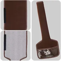 WISHLAND? Set of 2 Pcs Velvet Fridge Handle Cover with Pocket for Oven/Refrigerator/Car (6X14 Inches, Brown)-thumb1