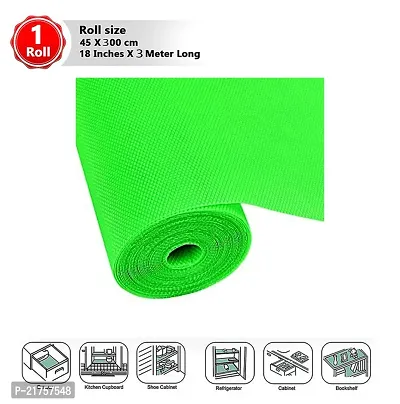 Multipurpose Textured Super Strong Anti-Slip Mat Liner for Kitchen Shelf - Size 45X300cm (3 Meter Roll, Green)