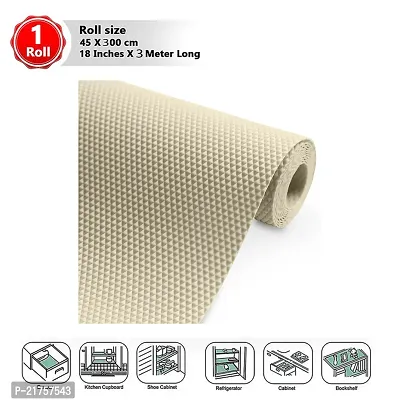 Multipurpose Textured Super Strong Anti-Slip Mat Liner for Kitchen Shelf - Size 45X300cm (3 Meter Roll,Cream)-thumb0