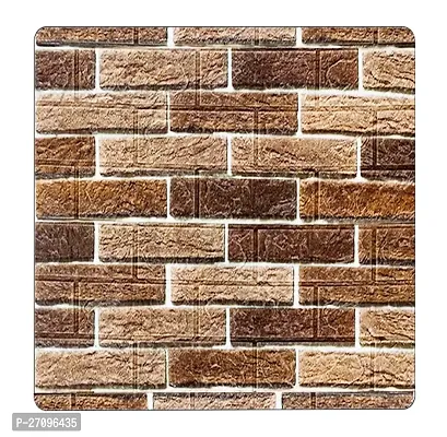 Wishlandreg; Self-Adhesive Waterproof 5mm PE Foam 3D Wall Panels Wallpaper Sticker for Bathroom, Living Room, and Home Decoration (77 X 70 cm, Pack Of 2, Brown)-thumb0