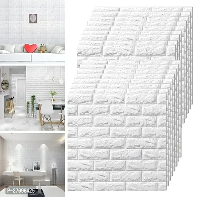 Wishlandreg; Self-Adhesive Waterproof 5mm PE Foam 3D Wall Panels Wallpaper Sticker for Bathroom, Living Room, and Home Decoration (77 X 70 cm, Pack Of 4, White)