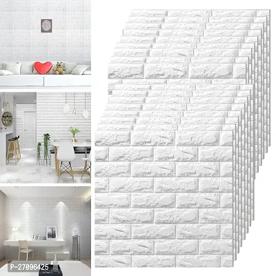 Wishlandreg; Self-Adhesive Waterproof 5mm PE Foam 3D Wall Panels Wallpaper Sticker for Bathroom, Living Room, and Home Decoration (77 X 70 cm, Pack Of 4, White)-thumb0