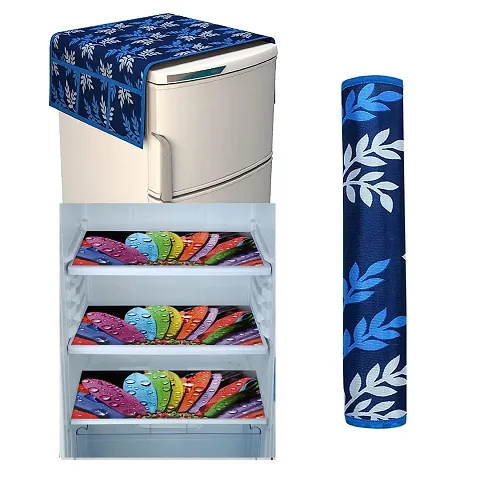 Combo of Fridge Top Cover, Handle Cover and Fridge Mats