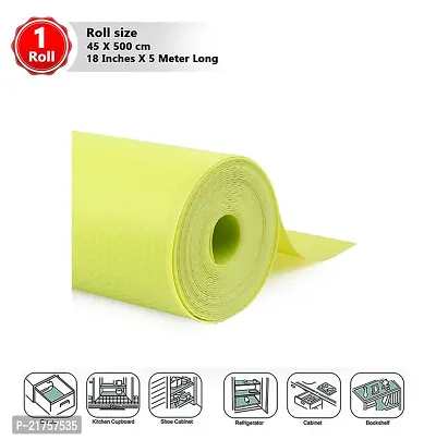 Multipurpose Textured Super Strong Anti-Slip Mat Liner for Kitchen Shelf - Size 45X500cm (5 Meter Roll, Yellow)-thumb0