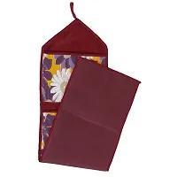 WISHLAND? Multipurpose Wall Hanging Organizer with 4 Utility Pockets (Set of 1, Purple)-thumb3