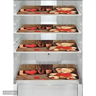 Multipurpose Refrigerator Mats Set of 4 Pcs for Single Door Fridge (Size: 12X17 Inches, Color : Brown)-thumb0