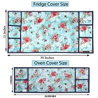 Wishlandreg; Combo Pack of Fridge Top Cover and Microwave Oven Top Cover with 4 Pockets(Blue)-thumb3