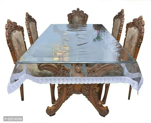 WISHLANDreg; Silver Lace Transparent PVC Center Table Cover(Size: 40X60 Inches, Pack of 1)