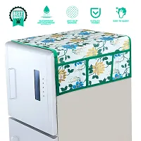 WISHLAND? Water  Dust Proof Fridge Top Cover with 6 Utility Pockets(Size 21X39 Inches, Blue)-thumb1