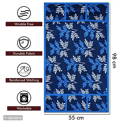 Wishlandreg; Combo Pack of Fridge Top Cover and Microwave Oven Top Cover with 4 Pockets(Blue)-thumb2