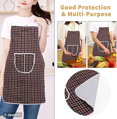 WISHLAND Combo Pack of 3 Pcs Free Size Kitchen Apron(2 pcs Fire Resistant PVC Apron + 1 Washable Cotton Apron)-thumb2