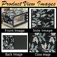 Combo Pack of 1 Microwave Oven, Toaster, and Griller Top Cover with 4 Pockets + 1 Fridge Handle Cover (Material: Polyester, Color: Black)-thumb2