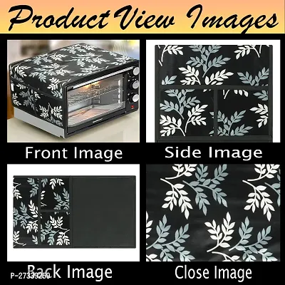 Combo Pack of 1 Microwave Oven, Toaster, and Griller Top Cover with 4 Pockets + 1 Fridge Handle Cover (Material: Polyester, Color: Black)-thumb3
